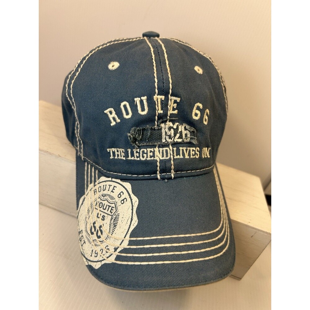 Route 66 1926 The Legend Lives On Real Time Product Distressed Cap Blue Hat